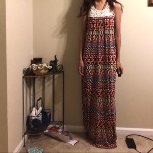 Lucky brand small crochet top geometric maxi dress